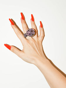 Black Pink Polka Dot Ring