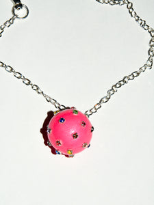 Disco Ball Choker Necklace in Hot Pink